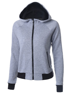 Zip Hoodie contraste couleur Casual femmes Hooded Jacket