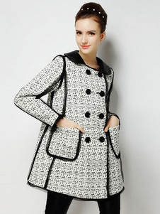 Vintage PeaCoat pelisse col poches détail Tweed bicolore femmes