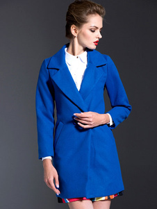 Cocoon manteau Notch Col 2 boutons couleur unie du manteau des femmes