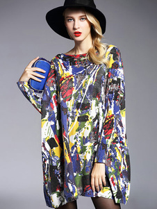 Pull en coton robes coton oversize impression Floral robes tricot féminines