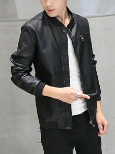 PU cuir veste Slim Fit coton Bomber Veste homme en noir/Bourgogne/Deep Blue