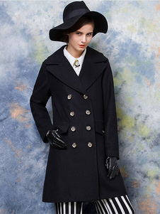 Poches détail euro-modèle Double Breasted veston Peacoat féminines noir