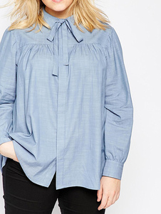 Chemises bleues arcs manches longues Casual blouses pour femmes