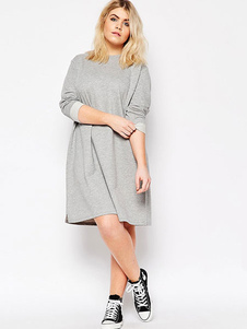 Maj gris robes manches longues surdimensionné pull Casual Dress femmes