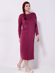 Purple robe oversize manches longues robe de poste fractionné pour femmes