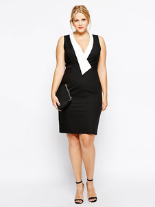 Robe de gaine Split bicolore noir robe Bodycon féminin