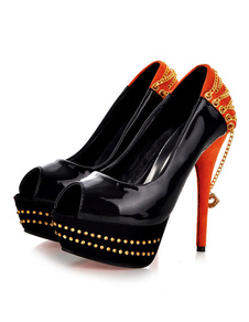 Peep talon aiguille pompes à talons plate-forme Slip féminin