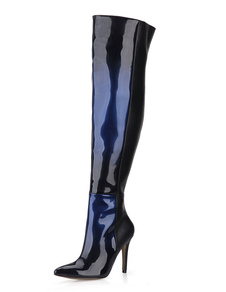 Bottes en cuir d’unité centrale au-dessus du genou a fait Ombre haut talon bottes d’hiver