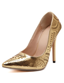 Or, a souligné Slip Cut-out pompes féminines sur les chaussures à talons hauts