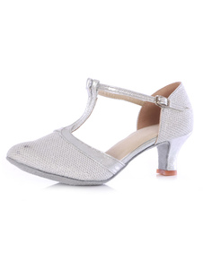 Ronde Toe de danse sur mesure chaussures femme paillettes Ballroom Kitten Heels