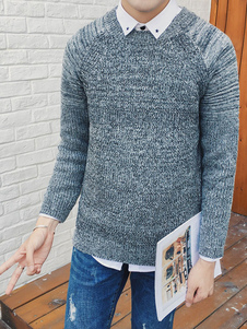 Chandail gris à manches longues couleur Block Pullover tricots hommes