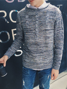 Chandail gris hommes façonnage pull à manches longues