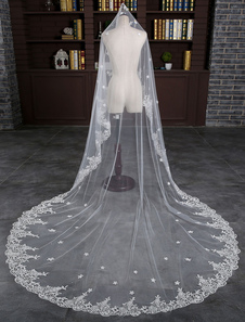 Cathédrale de mariage voile dentelle fleurs 1 couche cascade 300cm voile nuptiale avec peigne