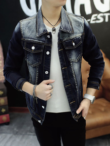 Veste en Jean bleu foncé Denim en détresse veste masculine