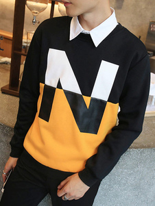 Slim Sweatshirt pull Color Block manches longues Top masculine