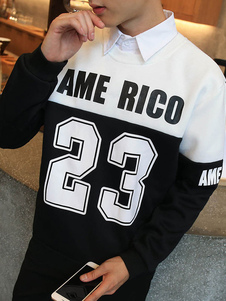 Color Block Sweatshirt pour homme rouge/jaune/blanc mots Print