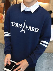 Pullover Sweatshirt manches longues Crew Neck noir/marine/jaune/blanc hommes