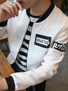 Blouson blanc/noir/bleu marine pour homme à capuche imprimé Outwear Coat