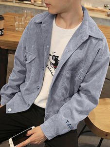 Boutons de gris/brun/kaki Veste homme col Turndown Outwear Coat