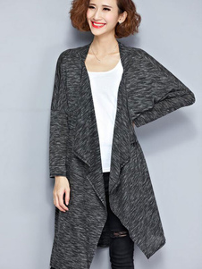 Cardigan gris manches longues ouvertes avant tricots des femmes