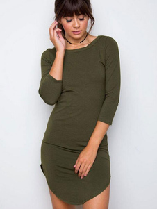 Robe Bodycon 3/4-length femmes manches fente crayon Casual Dress