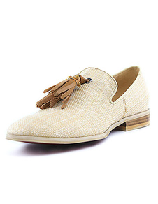 De toile chaussures Beige Tassel Square Toe chaussures occasionnelles