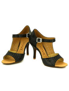 Danse noir Chaussures femmes perforé en cuir personnalisé Ballroom Shoes