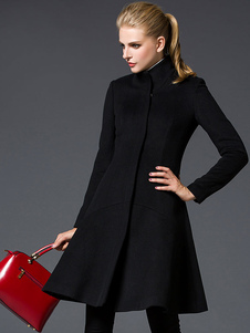 Moderne Flare Fit Slim veston manteau d’hiver de la femme noir