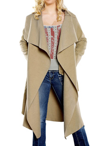 Wrap kaki manteau féminin ceinturé manteau avec manches longues