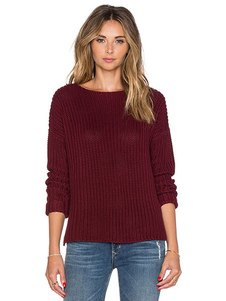 Chandails tricot côté fente haute basse Pullover chandails des femmes