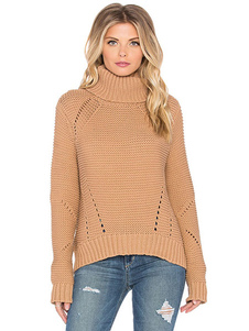 Découpes Slim Fit Pullover chandails col haut maille féminin