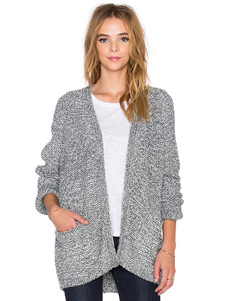 Cardigan gris chandails poches ouvrent avant lâche tricots pour femmes