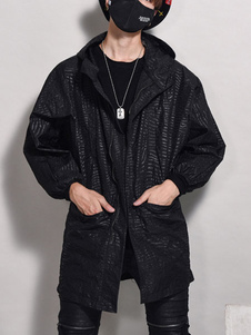 Black Sweats zippé à capuche manteau masculin Outwear manches longues avec poches