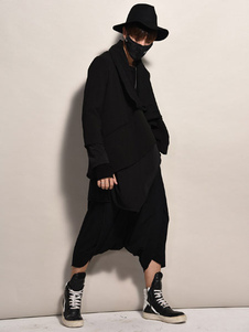 Noir manteau à capuche manches longues hommes longues Outwear