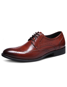 Robe chaussures vachette amande Toe Lace hommes Up chaussures de Brogue