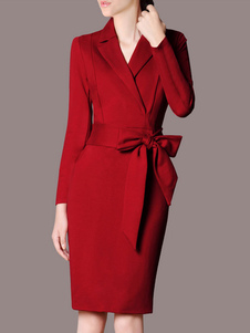 Robe Bodycon noire nouvelle femmes automne robe V cou Split Back Slim Fit robe avec ceinture