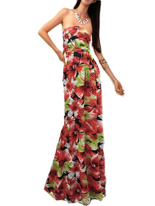 Floral imprimé bretelles Long Beach robe dos nu robe d’été