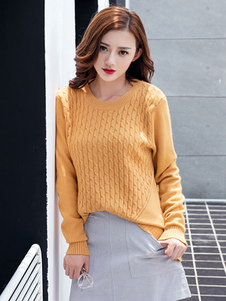 Câble haut bas coton Pullover chandails des chandails femmes en tricot