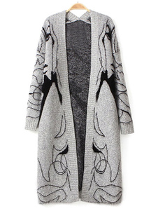 Anime personnages ouvert avant Cardigan Long manteau chandail gris manteau féminin