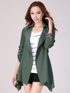 Ouvert avant haute basse boutons vêtements Chic vert/noir manteau féminin