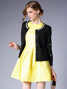 Blazer blanc veste Womens' 3/4-Length manches poches veston court