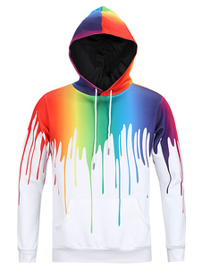 Blancs Hoodie Bright couleur hommes imprimé Sweat-shirt à capuche manches longues