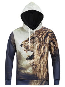 Hoodie Long hommes manches Sweat à capuche avec imprimé de chat