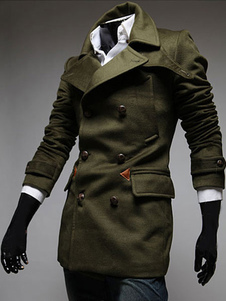 Caban coton manches longues bouton manteau homme avec poches