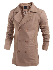 Trench-Coat croisé bouton coton manches longues Caban masculine