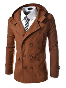Bouton coton manches longues Overcoat Trench-Coat Hooded masculine