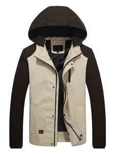 Vent une preuve veste manches contraste Hooded Outwear manteau noir/kaki/bleu