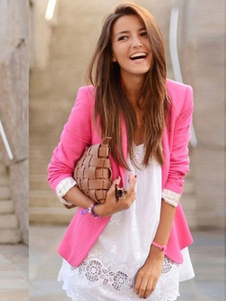 Costume veste un bouton des femmes poches costume Slim Fit Blazer Casual