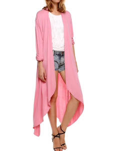 Manteau en tricot rose Cardigan manches longues ouvertes avant femmes