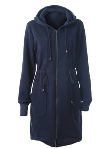 Hoodies Parkas Drawstring femmes poches surdimensionnée Casual Long manteau